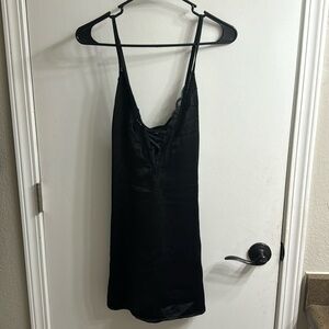 🌻3 for $18 Current Mood Black Silk Slip Dress Size Large